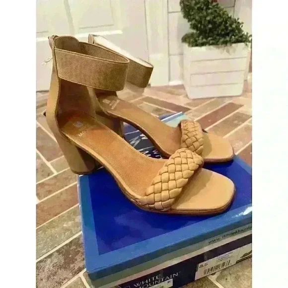 White Mountain Tan Braided Heels size 8.5 NWB - Picture 1 of 5